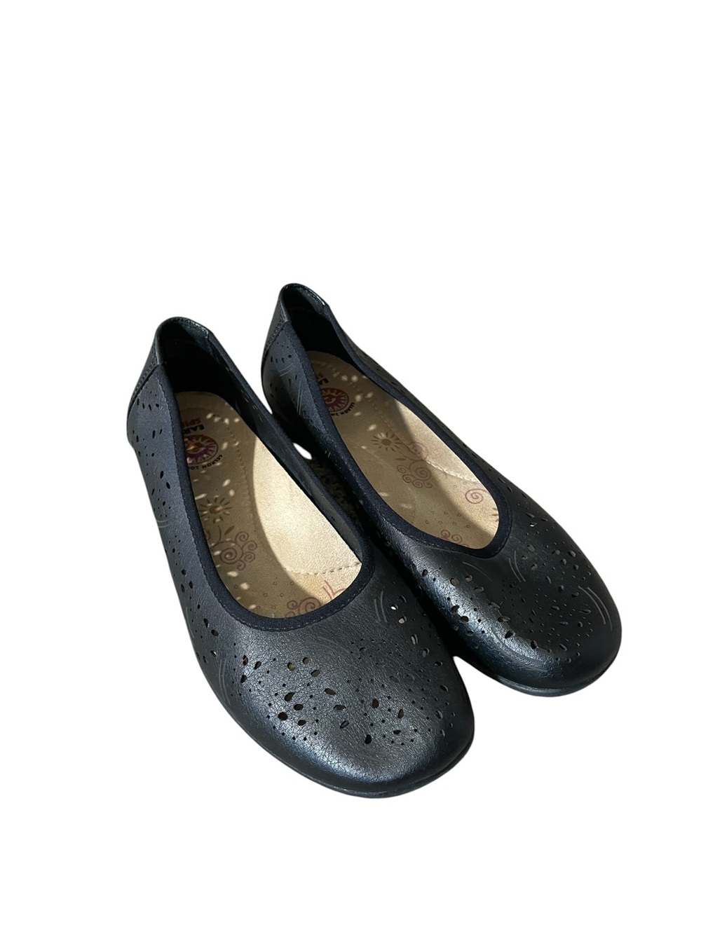 X7- Earth Spirit Black Perforated Ballet Flats